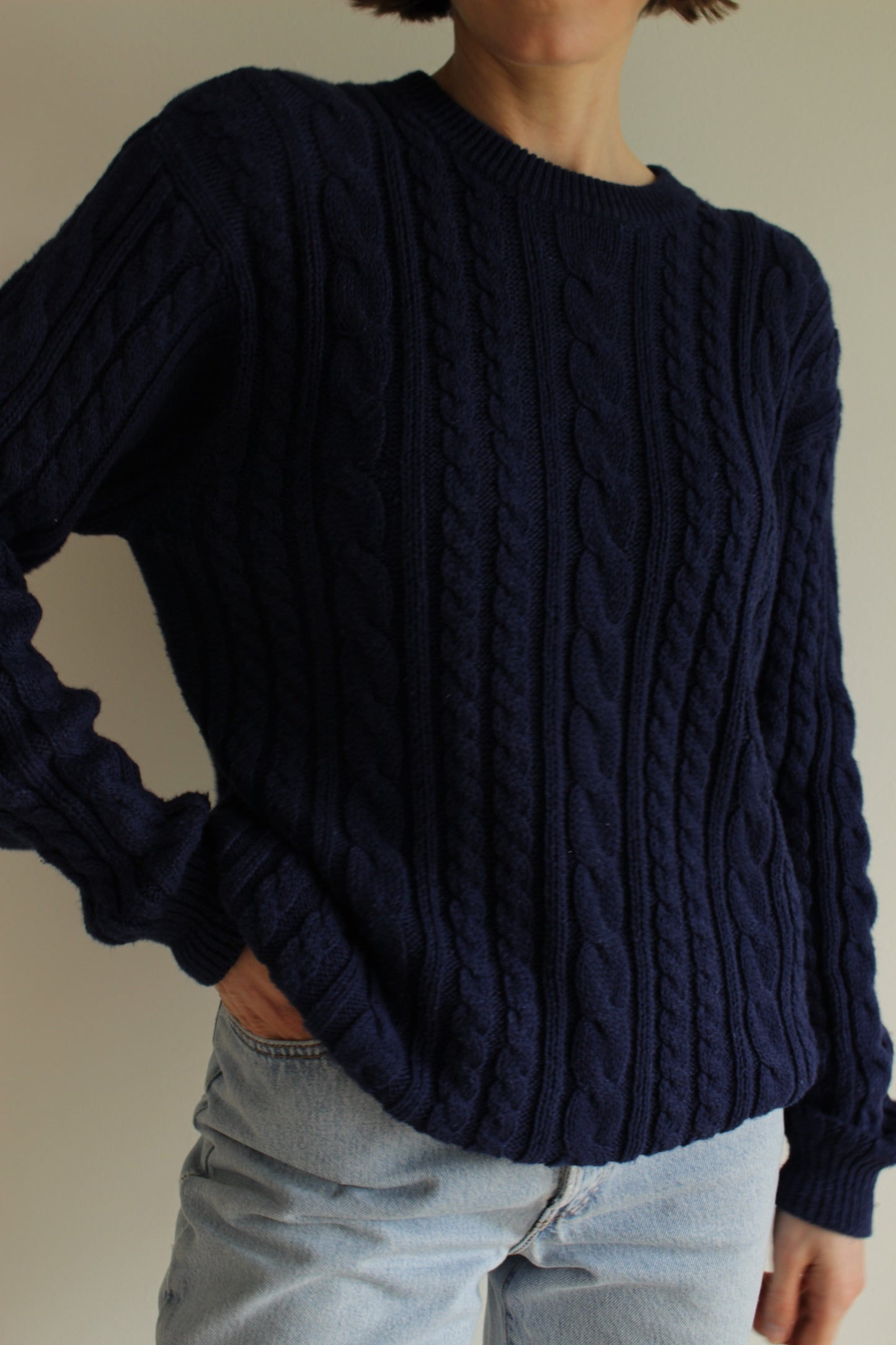Vintage Midnight Cable Knit Sweater