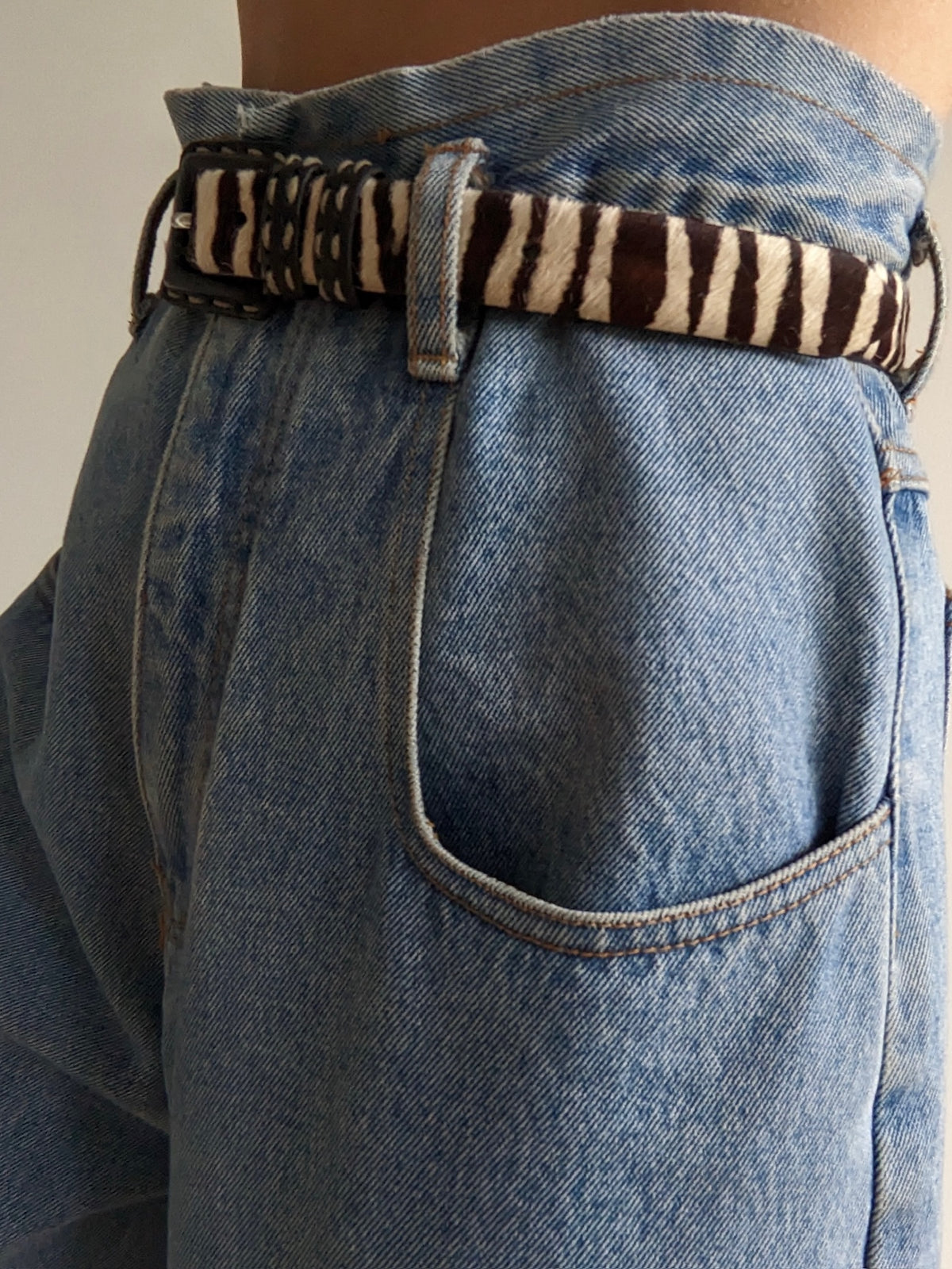 Vintage Zebra Calf Hair & Leather Belt