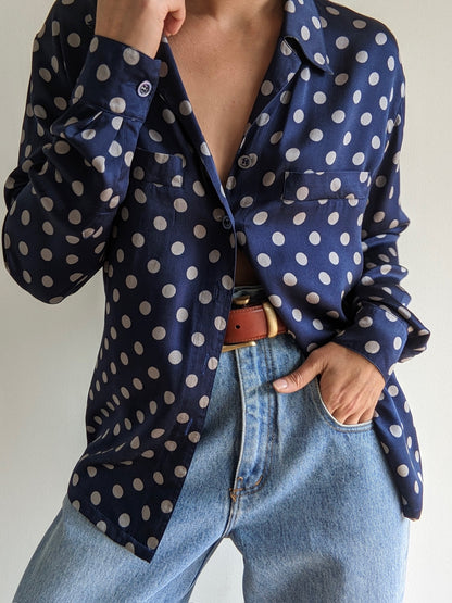 Vintage Escada Polka Dot Silk Blouse
