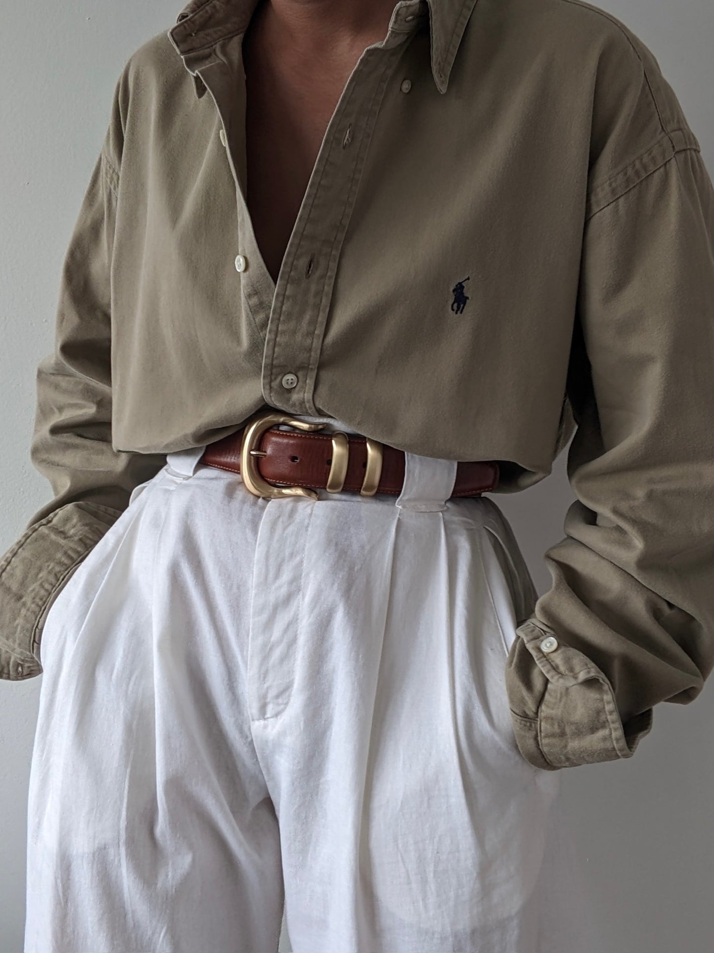 90s Ralph Lauren Khaki Cotton Twill Shirt