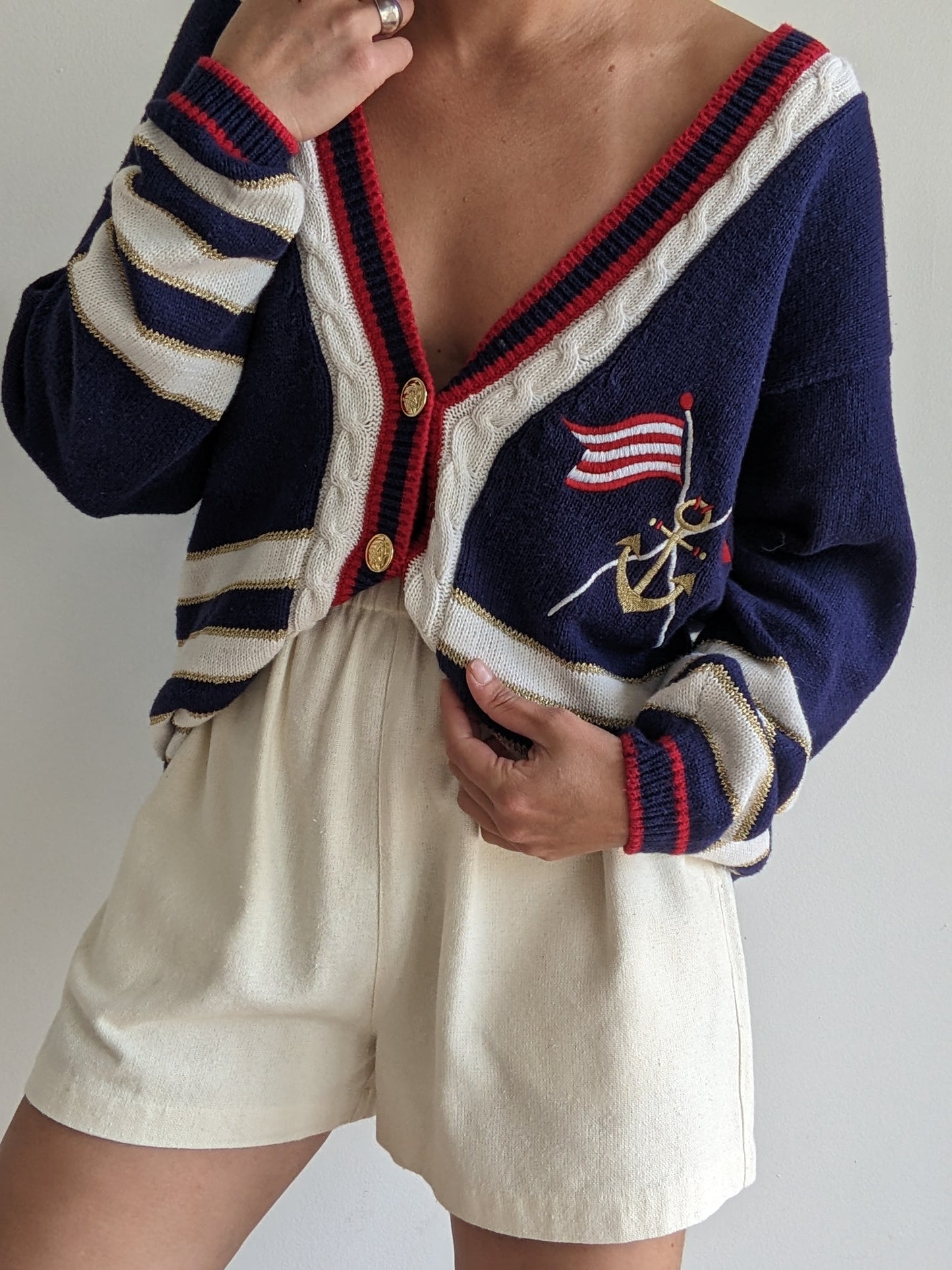 Vintage Nautical Striped Cardigan
