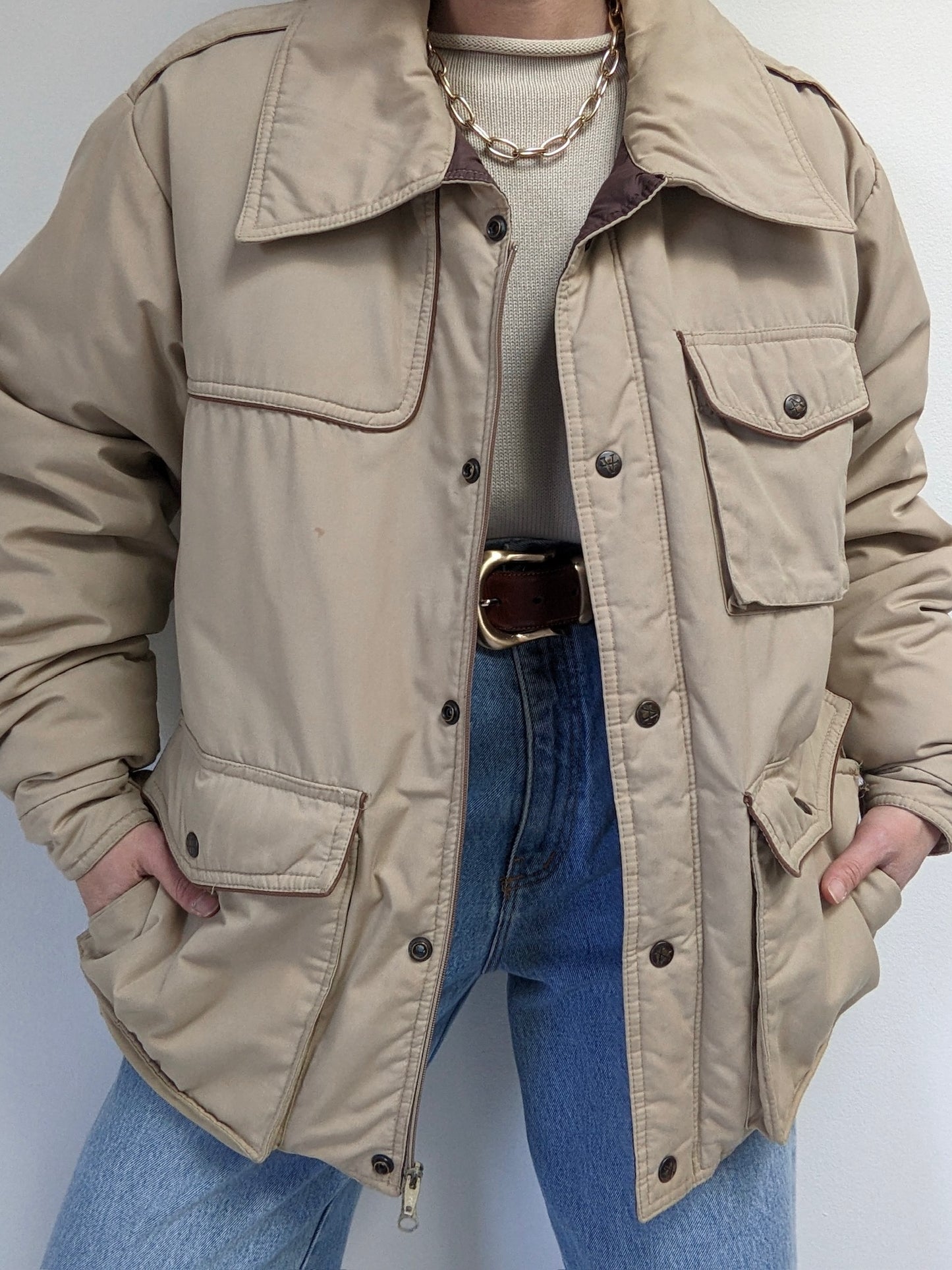 Vintage Latte Down Chore Puffer Coat