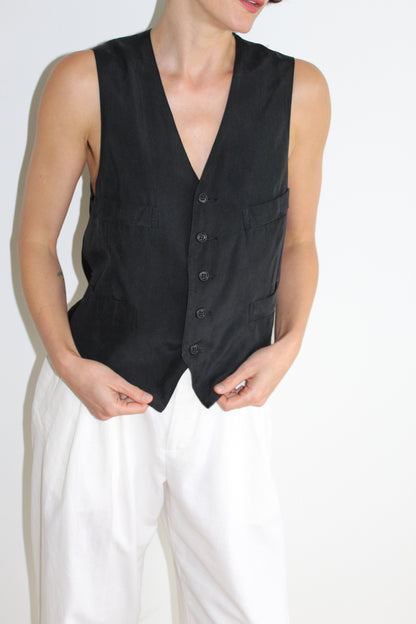 90s Vintage Smoke Silk Vest