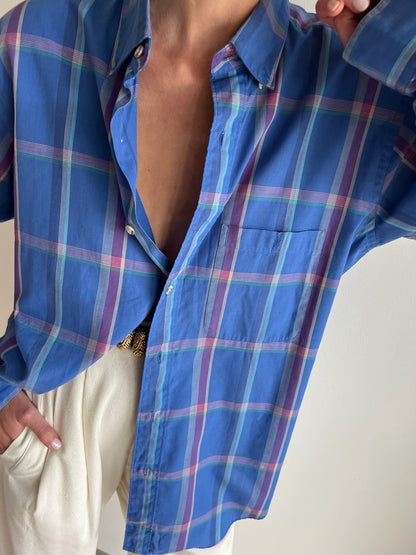 Vintage Christian Dior Cerulean Plaid Shirt