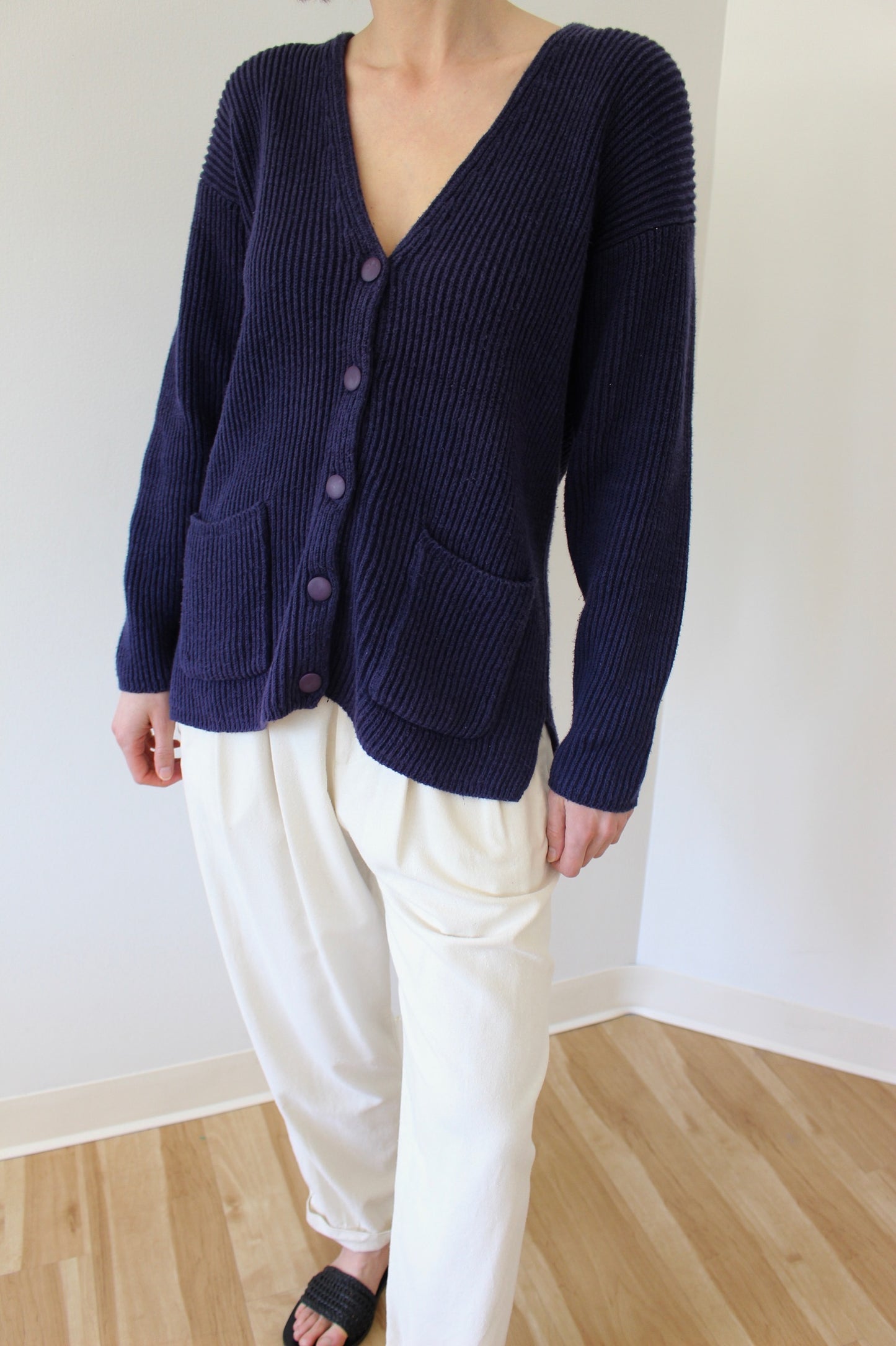 Vintage Midnight Knitted Linen Cardigan
