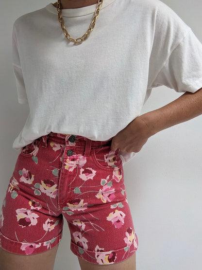 90s Floral Denim Shorts