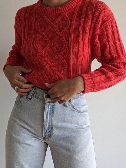 Vintage Tart Red Cable Knit Sweater