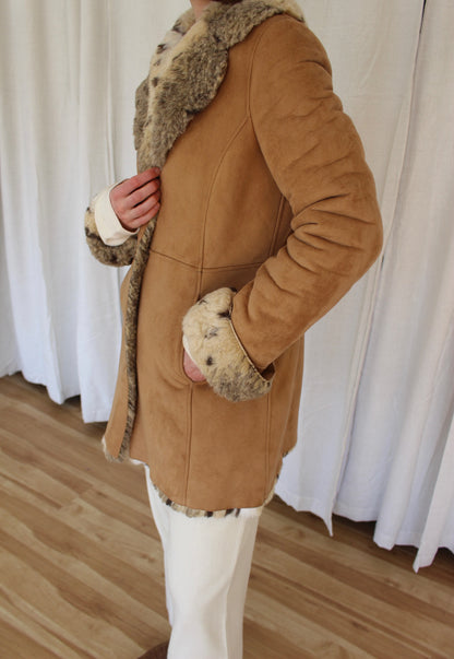 Vintage Vegan Suede & Faux Fur Coat