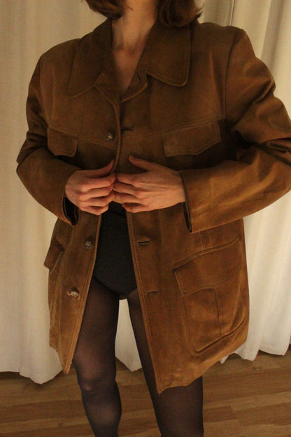 Vintage Russet Suede Chore Coat