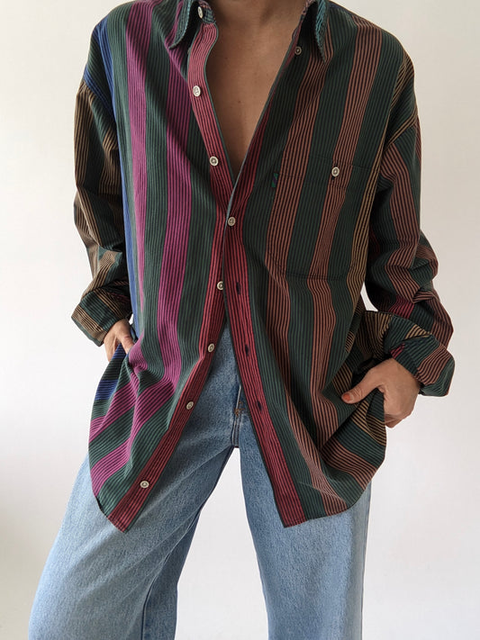 90s Colorful Striped Cotton Shirt