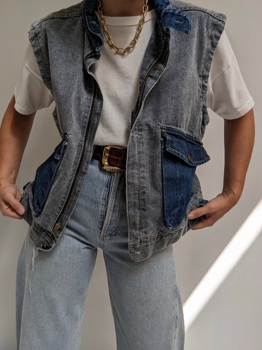 Vintage Two-Toned Denim Vest