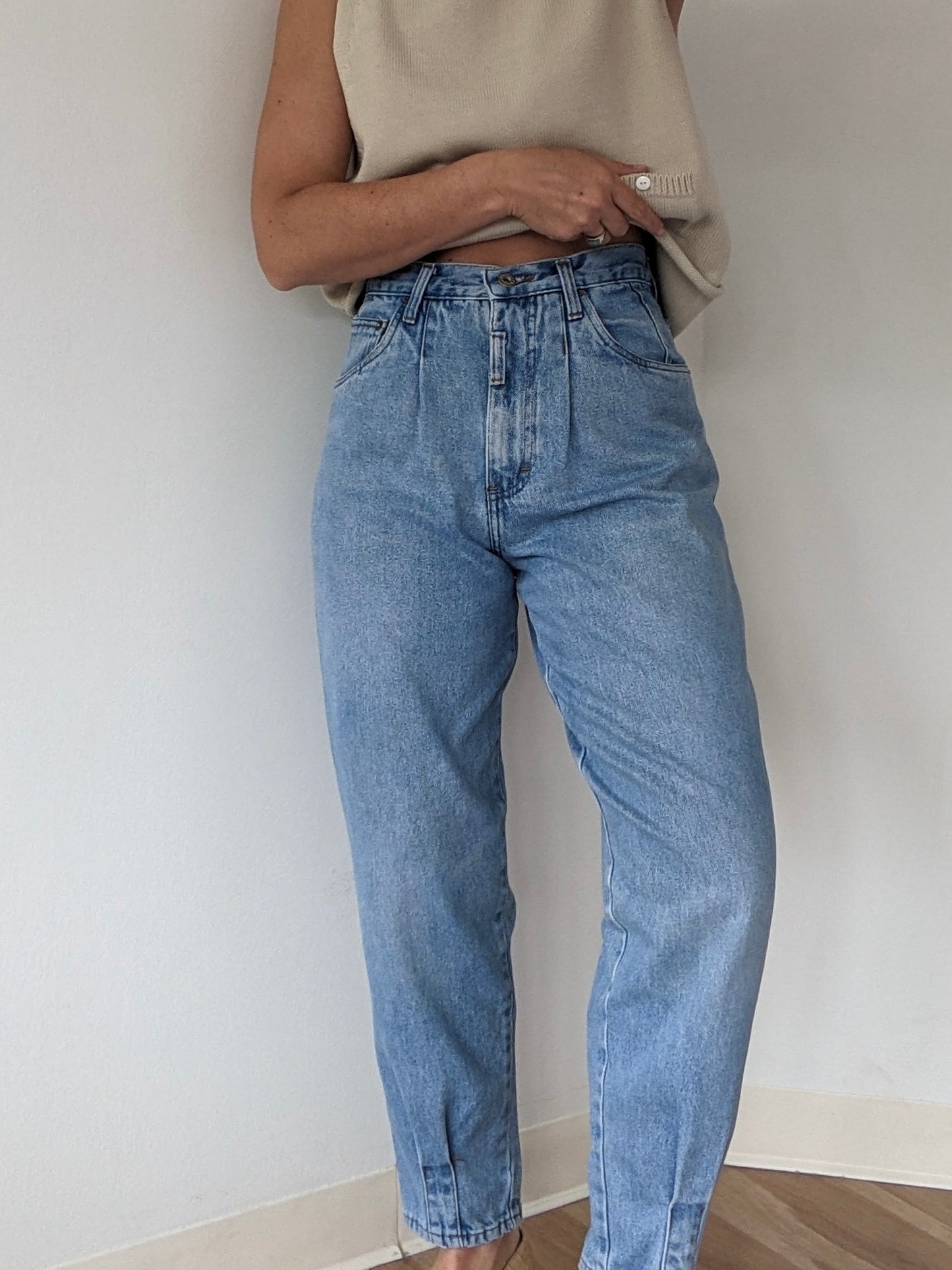 Vintage Pleated High Rise Denim