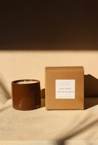Palo Santo, Juniper, & Cedarwood Soy Candle / Espresso Ceramic