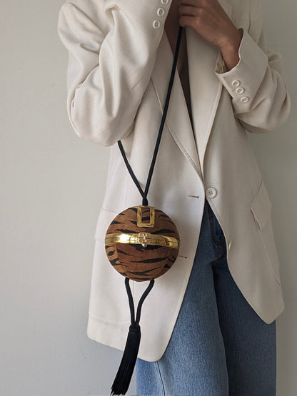 Unique Vintage Printed Sphere Tassel Purse