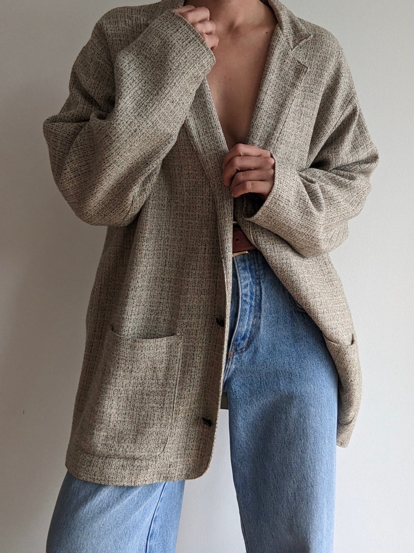 Vintage FLAX Woven Linen & Wool Jacket