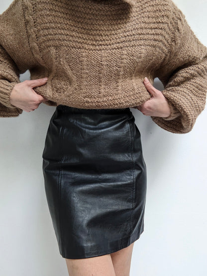 Vintage Ink Leather Mini Skirt