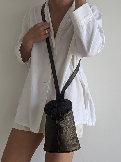 Pebbled Leather Bucket Purse