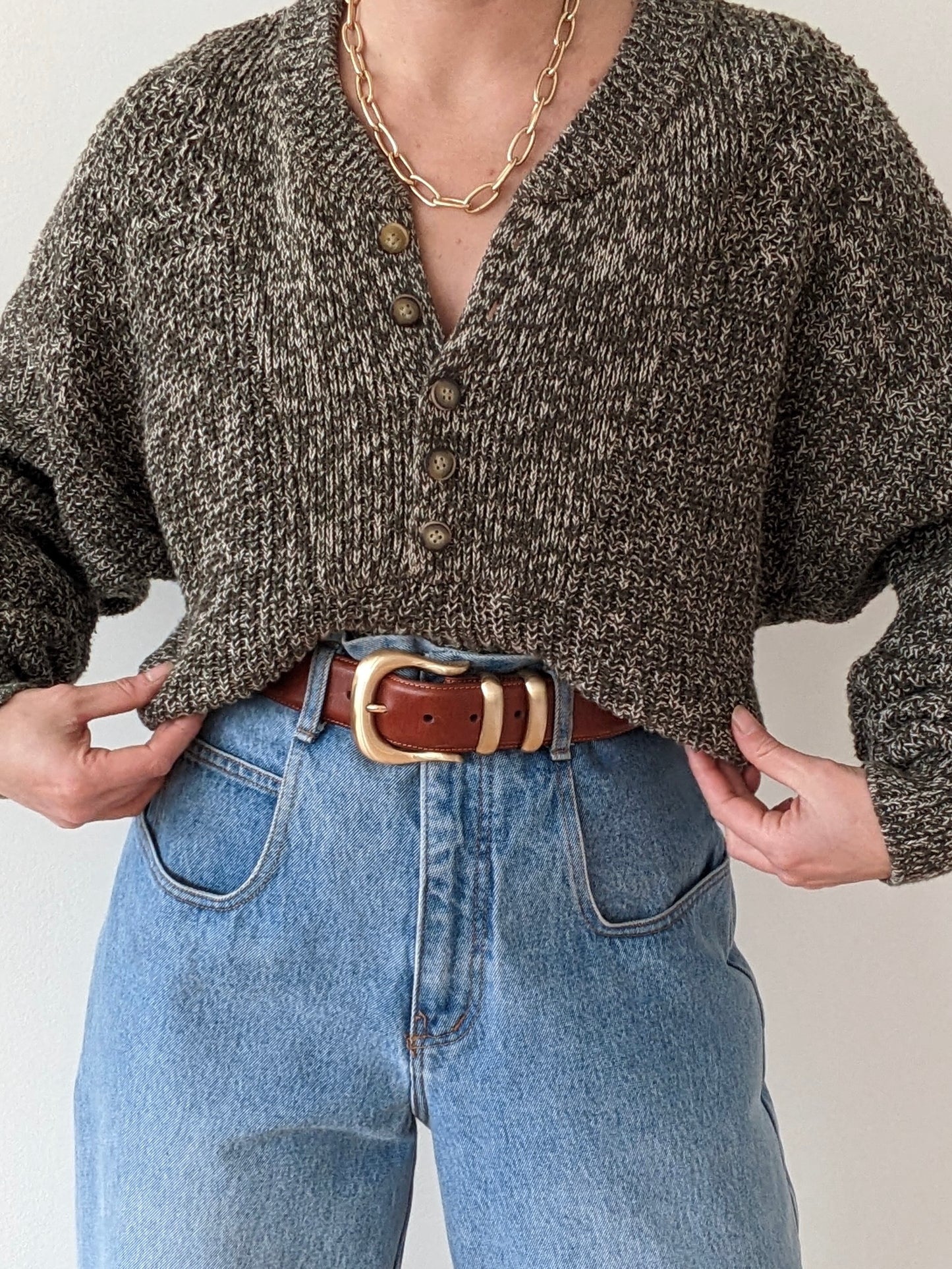 Favorite Vintage Olive Cotton Henley