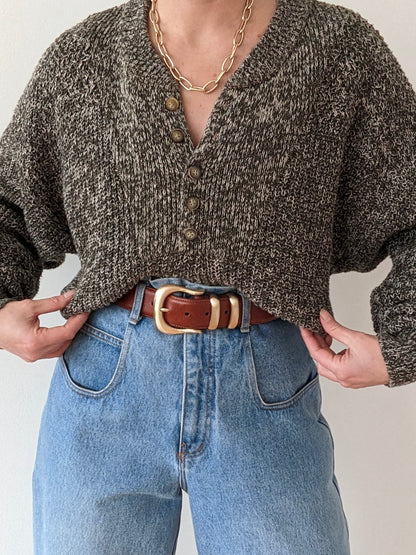 Favorite Vintage Olive Cotton Henley