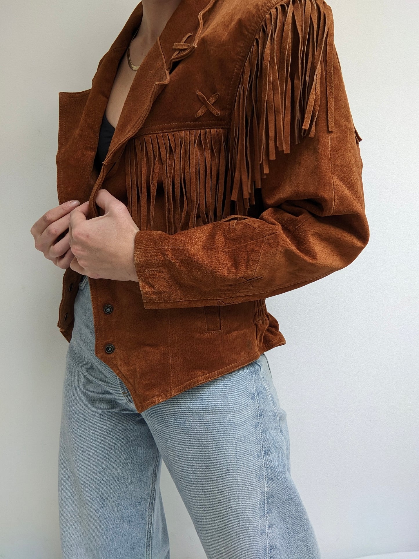 Vintage Cinnamon Fringed Suede Jacket