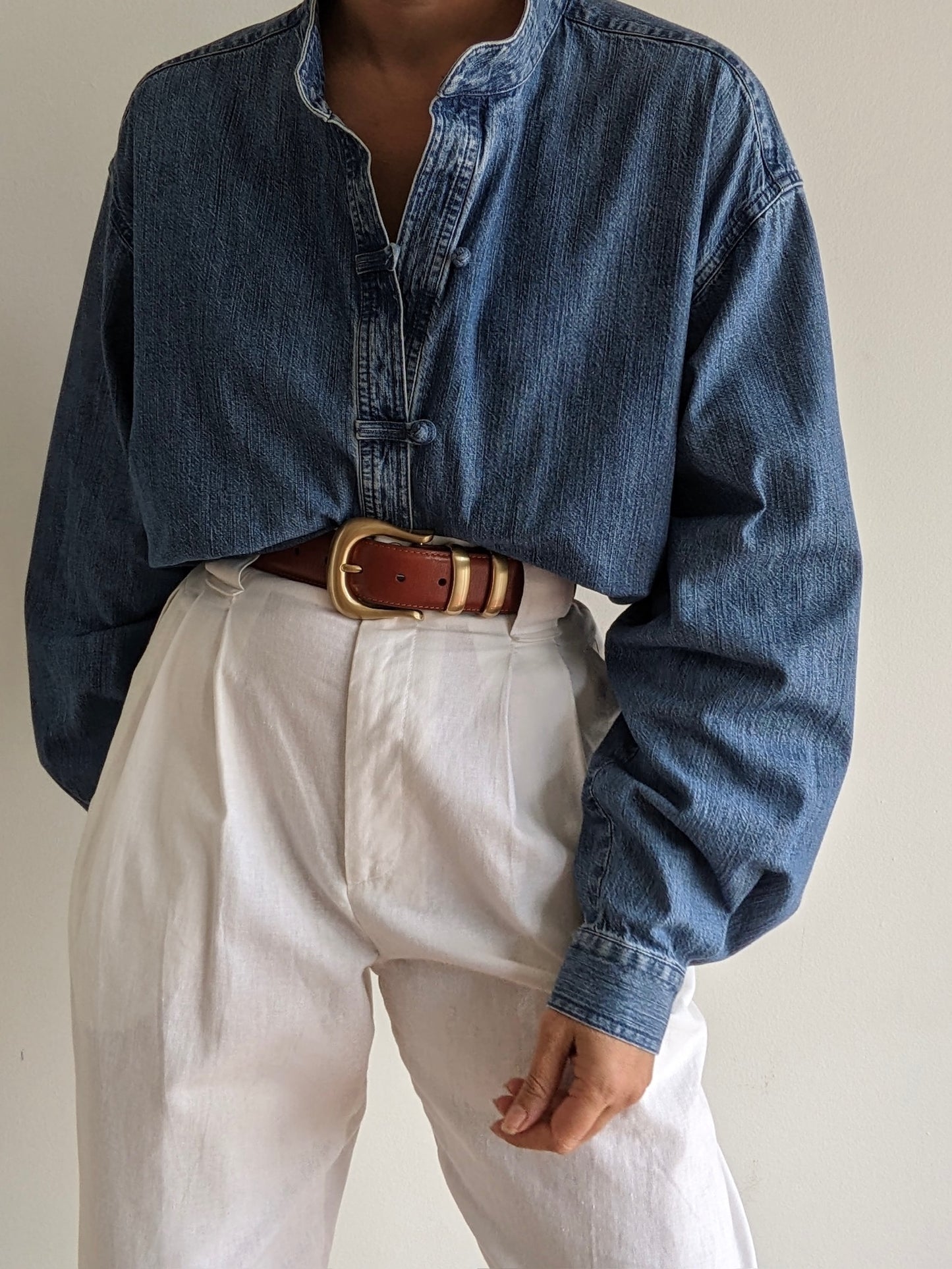 Favorite Vintage Denim Knot Closure Button Down
