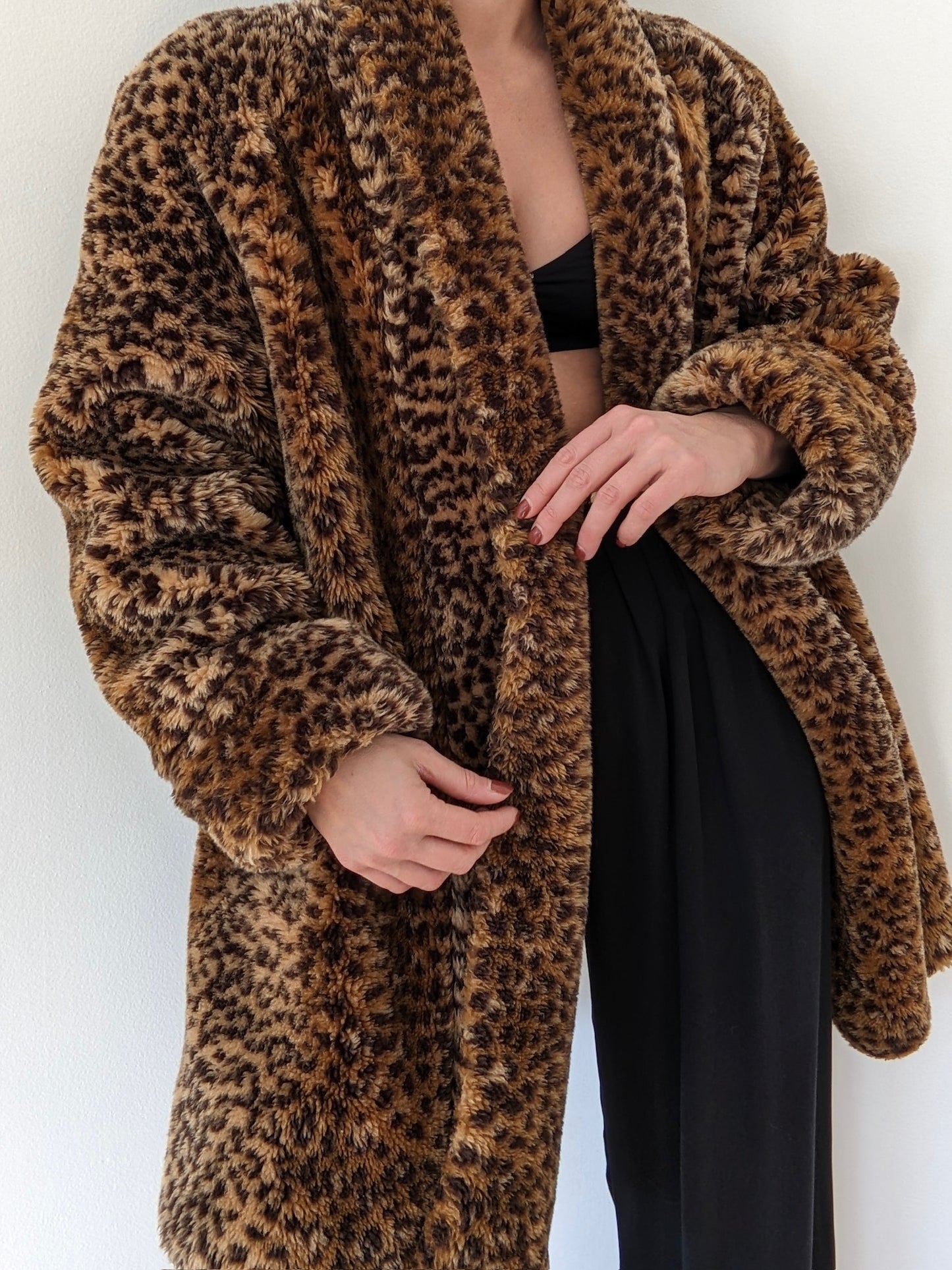 Vintage Leopard Faux Fur Coat