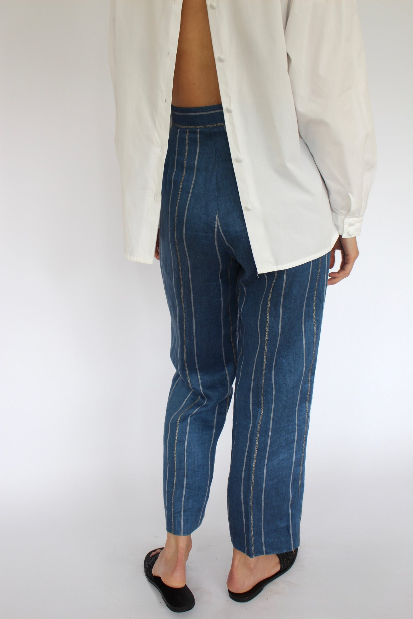 Vintage Striped Linen Trousers