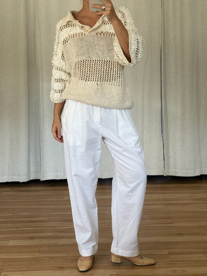 Incredible Vintage Loose-Knit Linen Henley