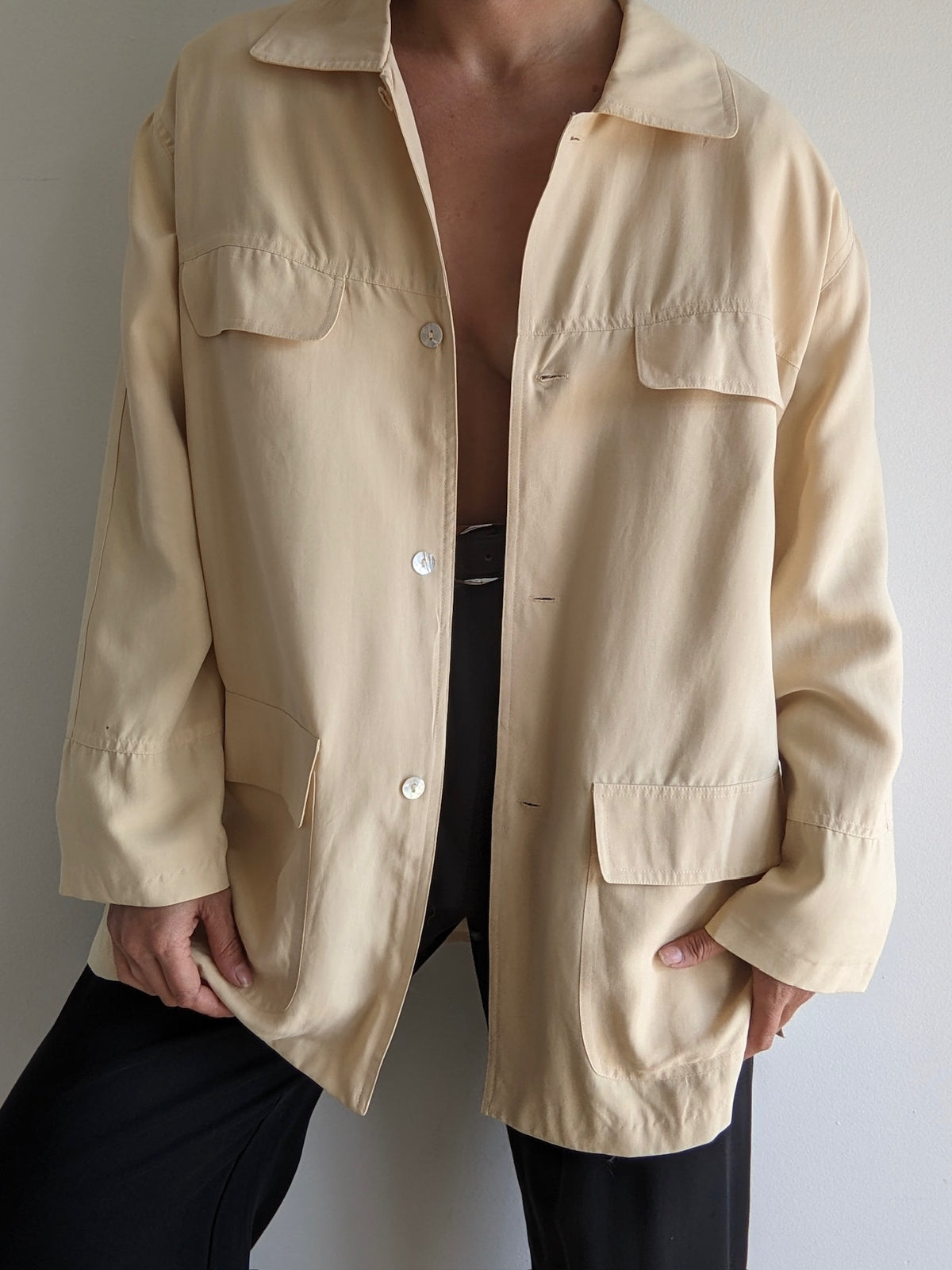 Vintage Buttercream Silk Chore Coat