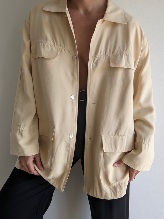 Vintage Buttercream Silk Chore Coat