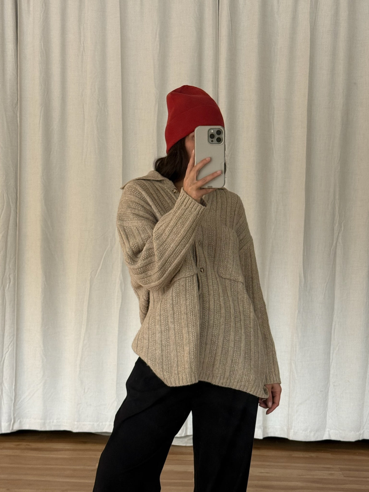 Vintage Oat Collared Wool Henley