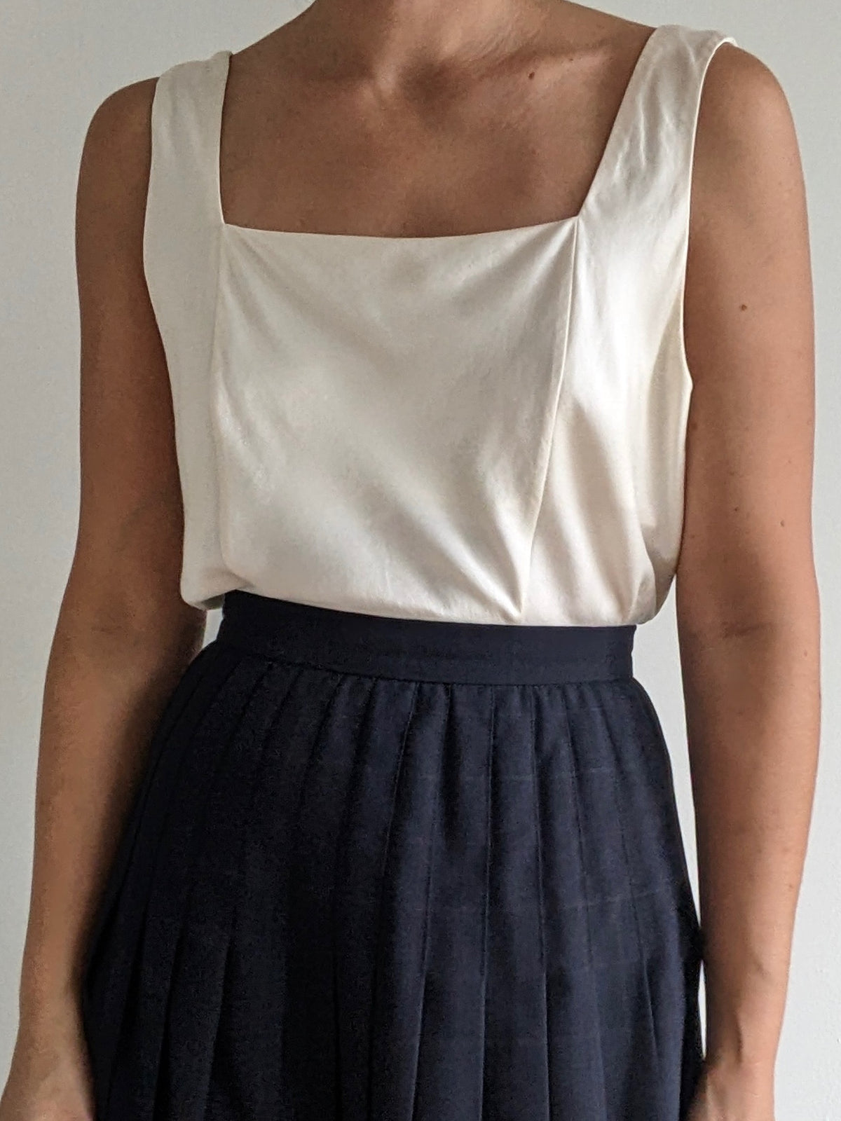 Vintage Pearl Silk Charmeuse Slip Tank