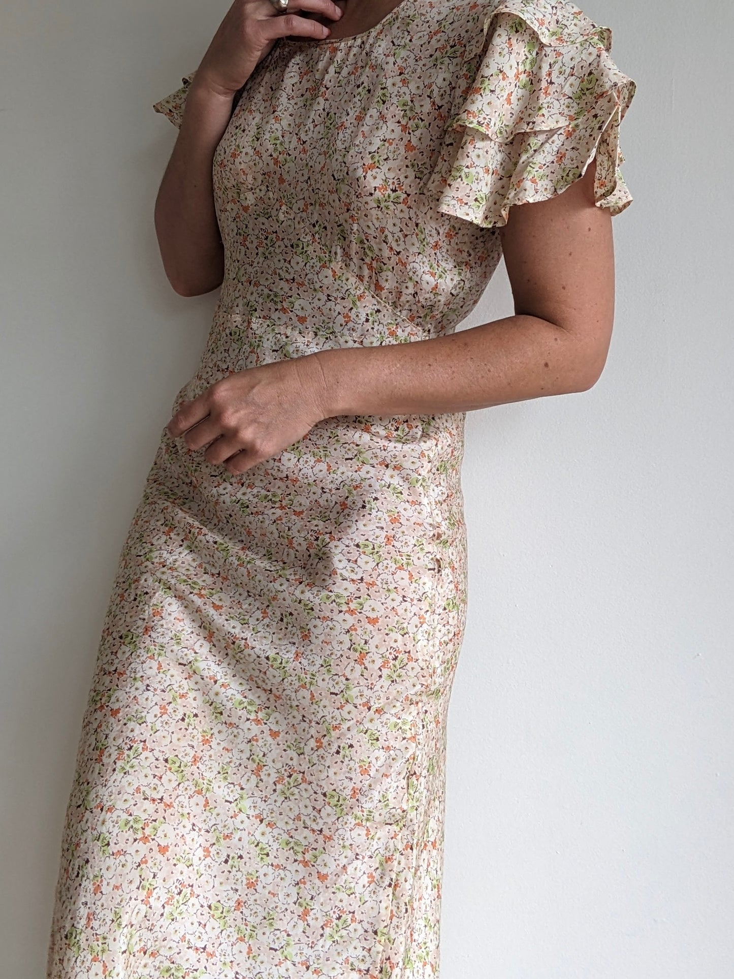 Incredible Vintage Handmade Floral Silk Dress