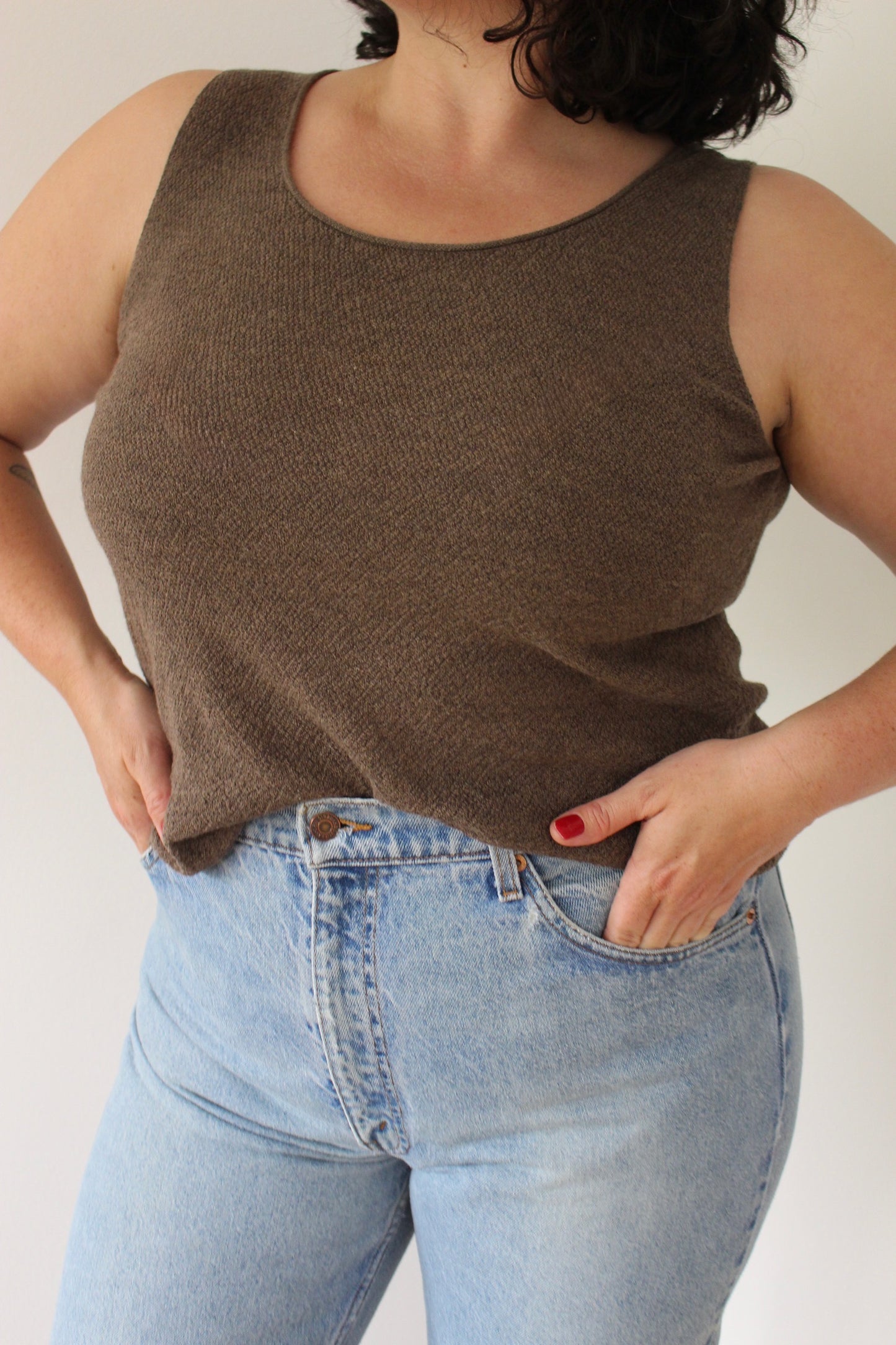 Eileen Fisher Cocoa Woven Wool Tank
