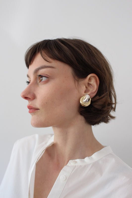 Vintage Two-Toned Link Earrings