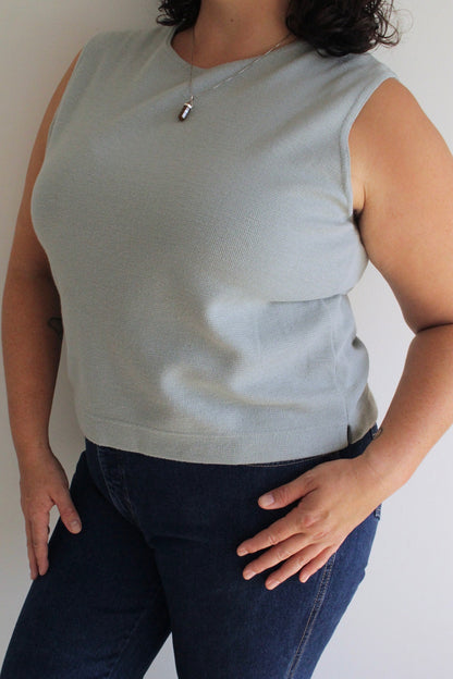 Vintage Stone Blue Woven Sleeveless Top