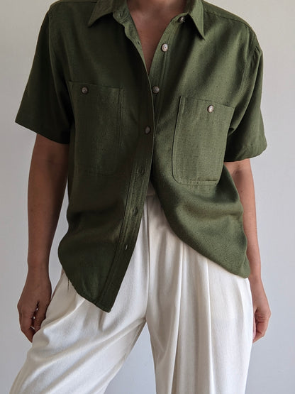 Vintage Moss Woven Silk Shirt