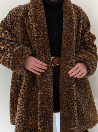 Vintage Leopard Faux Fur Coat
