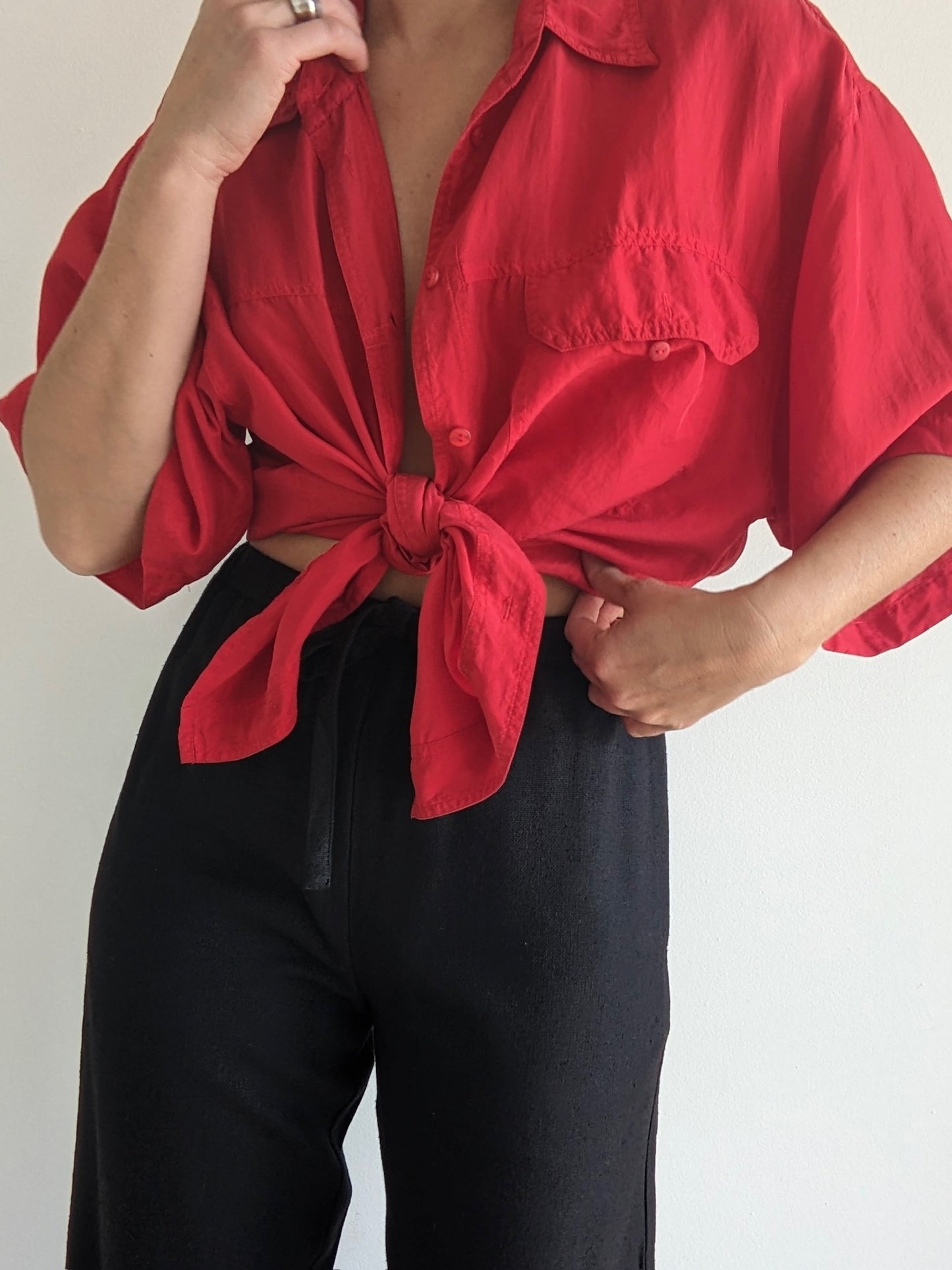 Vintage Crimson Silk Shirt
