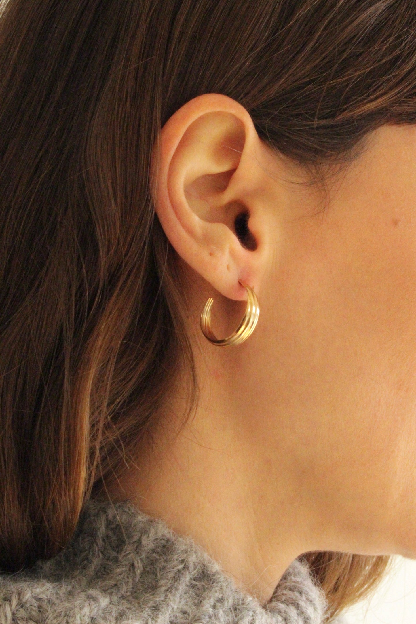 Vintage Ribbed Gold Hoops