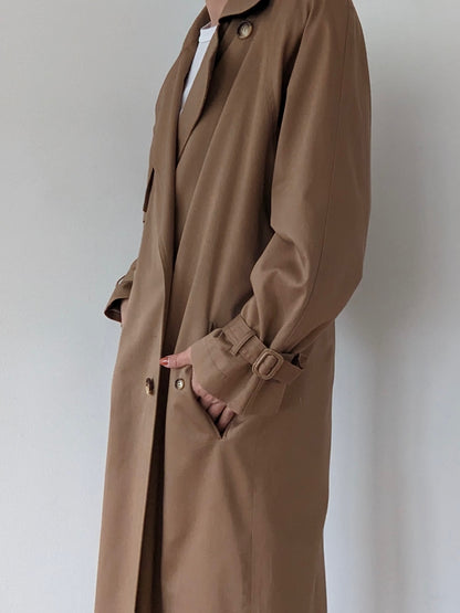 Vintage Mocha Cotton Twill Trench Coat