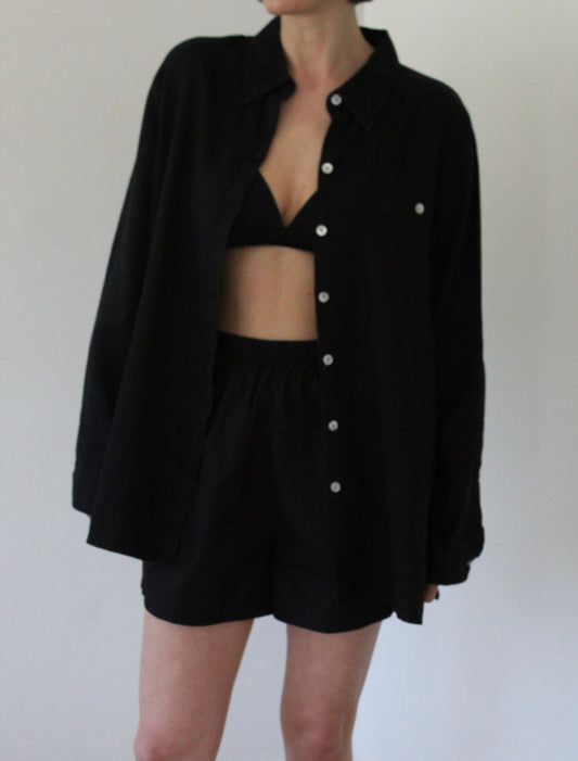 Vintage Licorice Linen Tunic