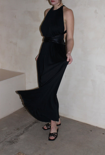 Vintage Onyx Grecian Halter Dress