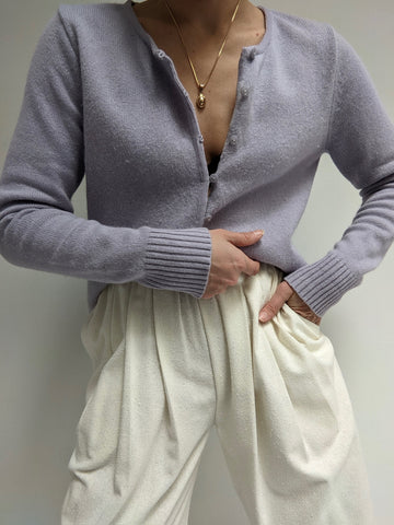 90s Lavender Knitted Silk & Angora Cardigan