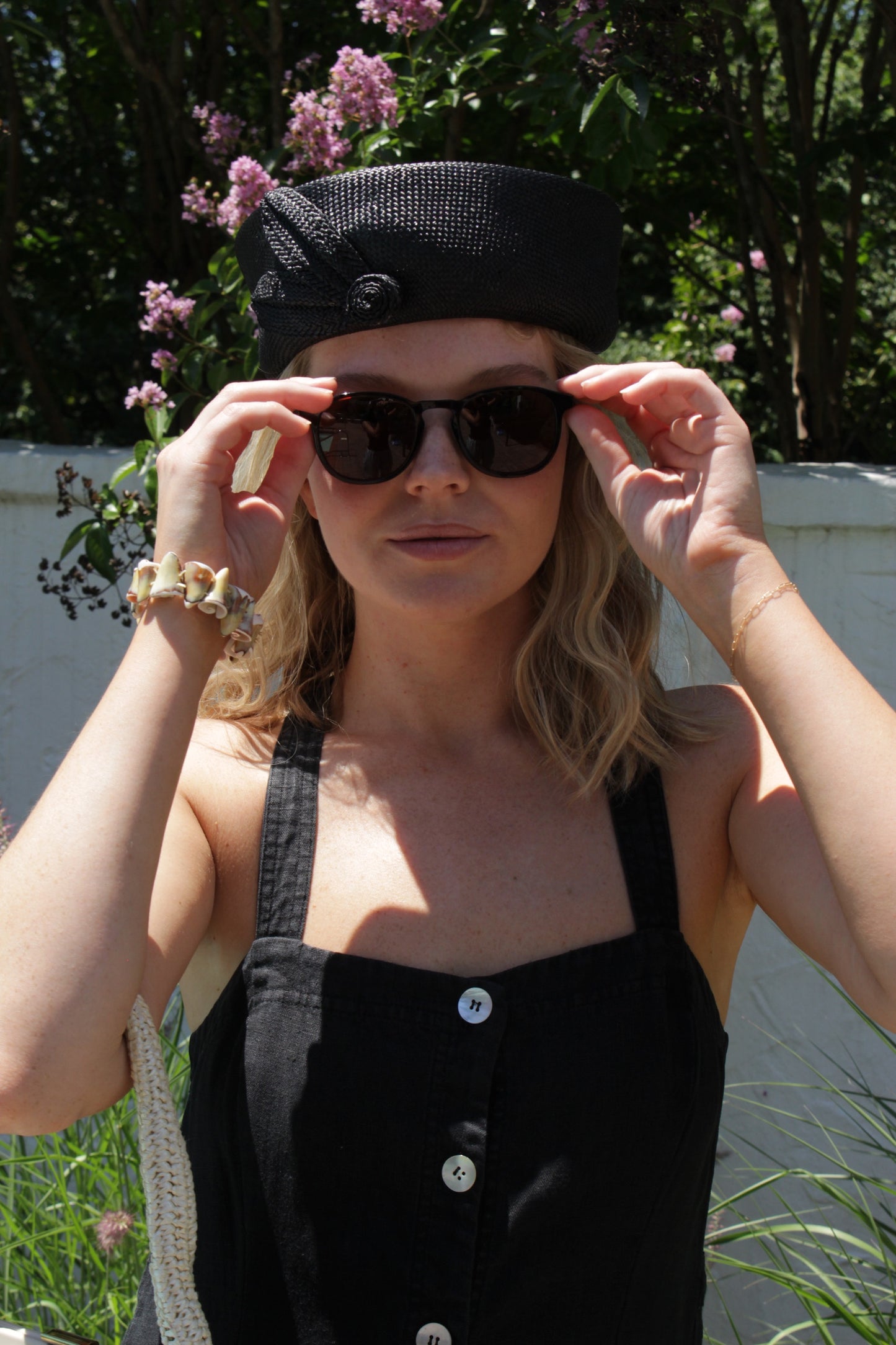 Vintage Black Woven Straw Pillbox Hat