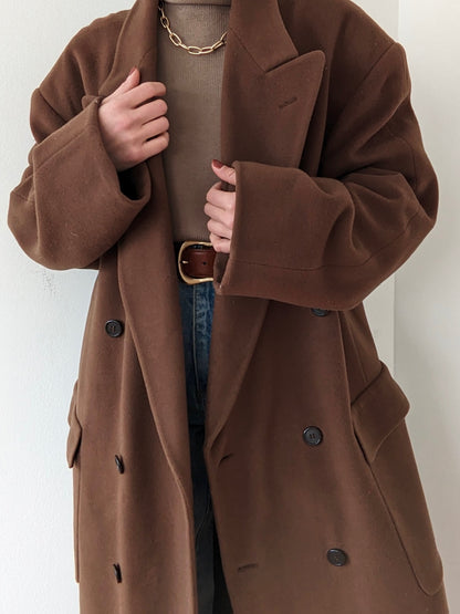Incredible Vintage Olive Brown Cashmere Coat