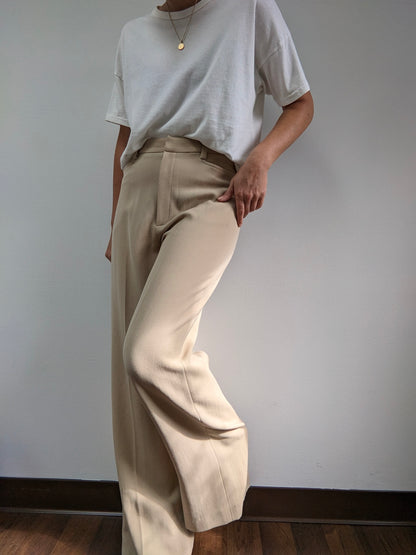 Vintage Taupe Wool Gabardine Trousers