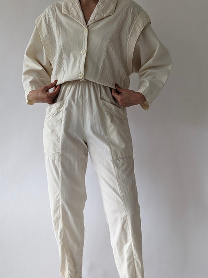 Lovely Vintage Cream Cotton Jumpsuit