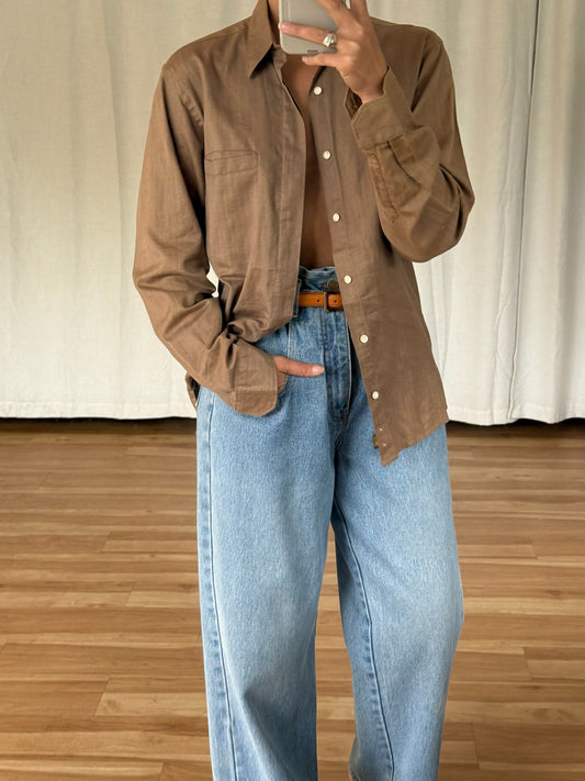 Vintage YSL Mocha Herringbone Shirt