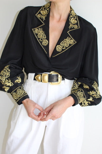 Vintage Diane Von Furstenberg Embroidered Silk Blouse